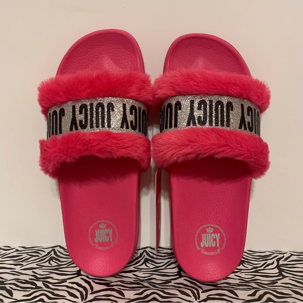 Juicy WAKE Bright Pink Slide Slipper Shoe NWT Size 7.5M and 11M JUICY COUTURE